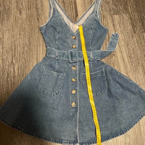 ASOS Blue and Gold Mini Sundress V-neck Sleeveless - Picture 3 of 7